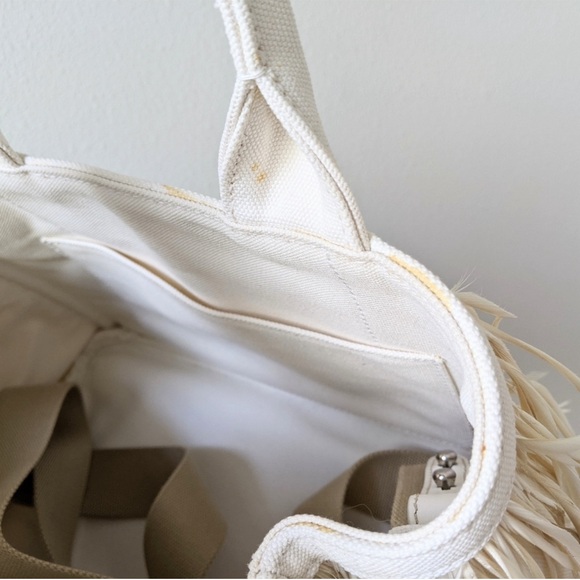 Prada Feather Trimmed Canapa Fringe Purse - Picture 16 of 16